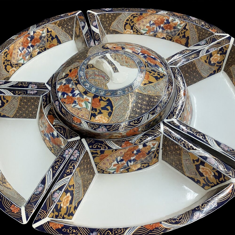 CHINESE FAMILLE ROSE 6 PIECE LAZY SUSAN 15 1/4"
